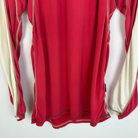 NRS Mens Rashguard Hydrosilk LS UV Protection Red/Beige Long Sleeve Shirt Medium - Picture 4 of 13